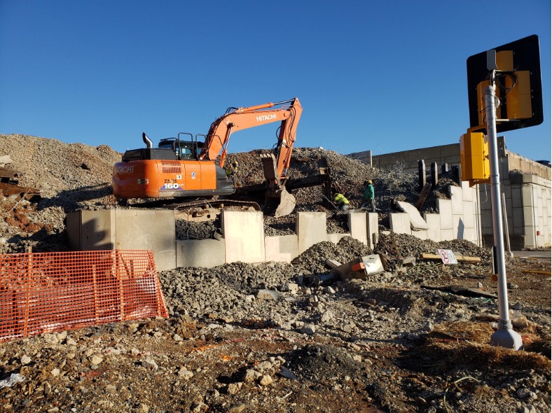 Demolition progress along Stringfellow Road as of Feb. 8, 2022