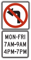 No Left Turn sign